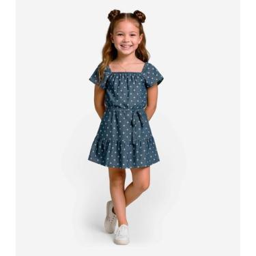 Imagem de Vestido Curto Infantil Com Cinto De Algodão Select Azul, 3, Azul