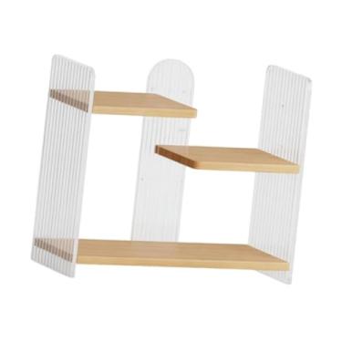 Imagem de Fenteer Suporte para canecas de café, prateleira de mesa, organizador de acrílico para estação de café e chá para de cozinha, Ondulação Da Cor Da Madeira