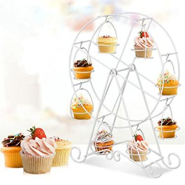 Imagem de Suporte de cupcake de roda gigante, bandeja de sobremesa, suporte de cupcake de roda gigante para festa temática de carnaval e circo, acessórios de mobiliário de festa de casamento (branco)