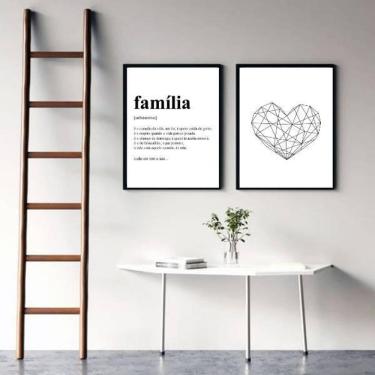 Imagem de Kit 2 Quadros Definição Família Coração 45X34Cm - Preta