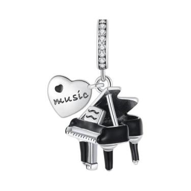 Imagem de Pingentes De Instrumentos Musicais Em Prata Esterlina: Piano, Guitarra