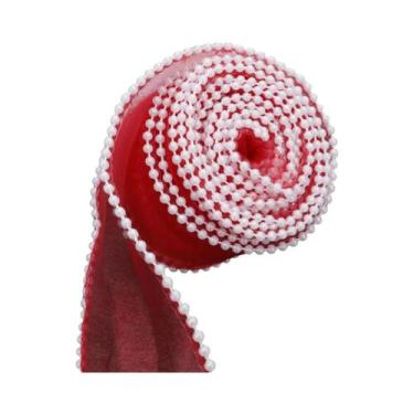 Imagem de Fita De Organza Com Borda De Pérolas De 4cm, 5 Jardas, Renda De Seda O