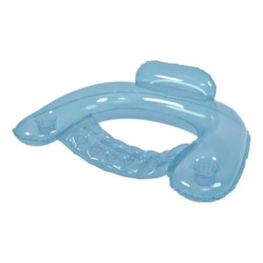 Imagem de Boia Cadeira Inflável para Piscina Adulto com Porta-Copos – Poltrona Flutuante Confortável para Lazer 1,28mX 84cm(Azul)
