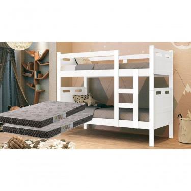 Imagem de Beliche Seguro - Suporta 100kg/cama Com 2 Colchões D20 Branco