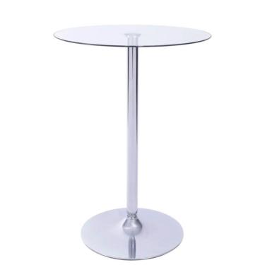 Imagem de Mesa Bistrô Redonda Apollo 70 Cm (largura) Base Aço Cromado Tampo Vidro Temperado 110 Cm (altura)