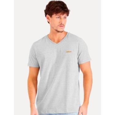 Imagem de Camiseta Colcci Masculina V-Neck Logo Minimalista Cinza Mescla-Masculino