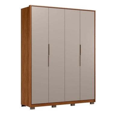 Imagem de Guarda Roupa Casal Attore D43010KPE 4 Portas Nogueira Nude Prime TX com Pés Demóbile - Demartêz