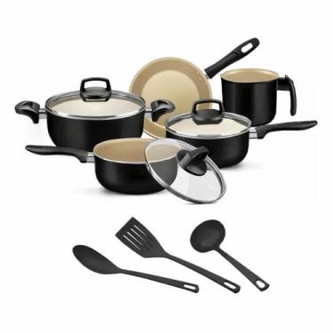 Imagem de Jogo De Panelas 8 Peças Teflon Antiaderente C Tampa De Vidro - Imperia