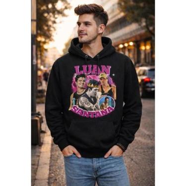 Imagem de Blusa unissex branco Luan Santana Agasalho Para fã, Preto, GG