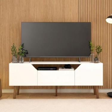 Imagem de Rack Sala Estar Tv 55 Polegadas Madeira White Organizador - Deltre, Br