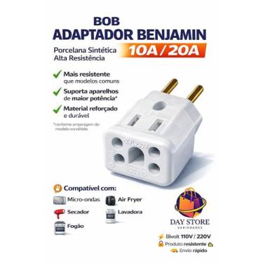 Imagem de Adaptador Bob Porcelana Sintética 10A/20A Plug Tomada Benjamin Mais Re