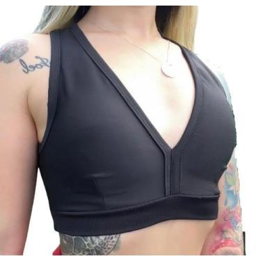 Imagem de Top Cropped  Nadador Fitness Com Bojo Treino preto - La Bela Fit