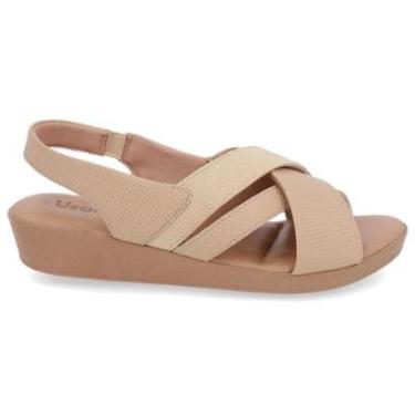 Imagem de Sandália de Couro Feminina Usaflex PA04001 Anabela Baixo Cor:;Tamanho:36;Genero:Feminino-Feminino