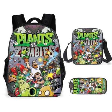 Imagem de Conjunto de mochilas escolares Plants Zombies, 3 unidades para criança