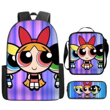 Imagem de Conjunto de mochilas Powerpuffs Girls Anime School, 3 peças com sapato