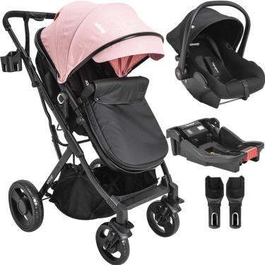 Imagem de Carrinho de Bebe Kiddo Vox II Bebe Conforto Colinho Base Rosa