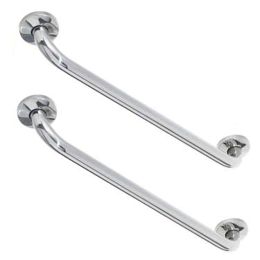Imagem de Barra Alça Apoio 80cm Aço Inox Acessibilidade Kit 2 Uni Pcd Banheiro Corrimao Escada Suporte Anti Queda Acidentes