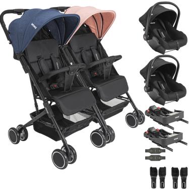 Imagem de Carrinho Kiddo Gemeos 2 Bebe Conforto Colinho 2 Base ISOFIX Mascote Casal