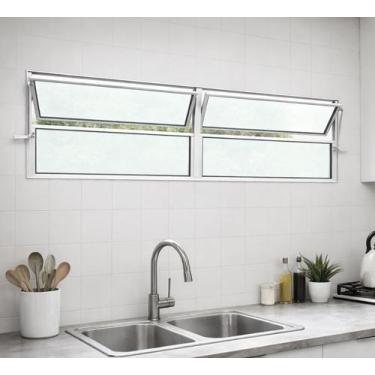 Imagem de Vitro Basculante Alumínio Branco 2 Seções 40x120 Brecorimo