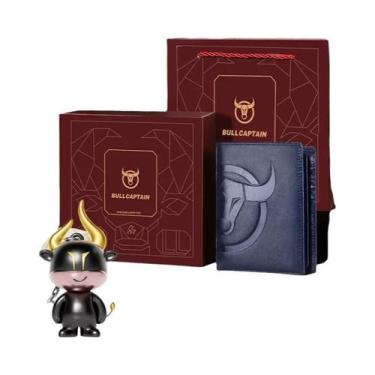 Imagem de Carteira Masculina RFID BULLCAPTAIN Em Couro Genuíno Com Grande Logoti