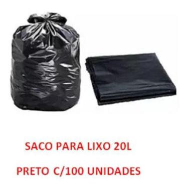 Imagem de Saco De Lixo 20 Litros C/100 Unidades   Preto   Reforçado