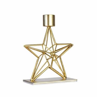 Imagem de Castiçal em Metal Estrela 3D Dourado 10x5x12,5cm - Tuut