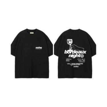 Imagem de Camiseta Unissex Oversized Y2K Streetwear De Algodão Com Estampa, Gola