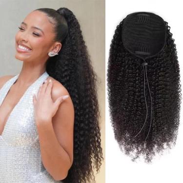 Imagem de Extensões De Rabo De Cavalo Com Cordão, Cabelo Humano Remy Brasileiro 