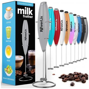 Imagem de Espumador Elétrico de Leite em Aço Inoxidável a Bateria com Suporte, POWERLIX Grey, Prateado