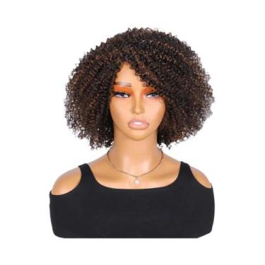 Imagem de Peruca De Cabelo Humano Cacheado Jerry Curly Brasileiro Marrom Escuro 