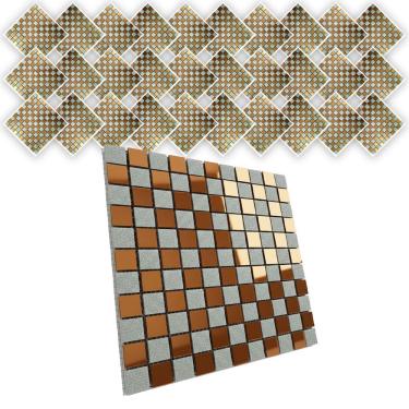 Imagem de Pastilha De Vidro Adesiva Kit 30 UniParede Cozinha Lavabo Banheiro Sala Facil Aplicacao Decorativa Moderna Requintado