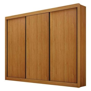 Imagem de Guarda Roupa Casal São Paulo Gold Cinamomo 3 Portas de Correr 6 Gavetas 100% MDF Gold Cinamomo Leifer Móveis
