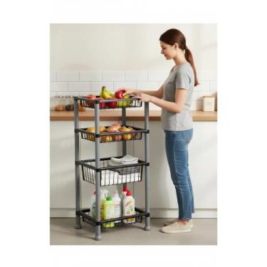 Imagem de Fruteira Empilhável 4 Andares Preto - Organização Prática - Congratula