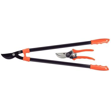 Imagem de Conjunto de Tesoura e Tesourão para Poda Modelo Cabo Metálico 2 Peças para Manutenção de Jardins Tramontina