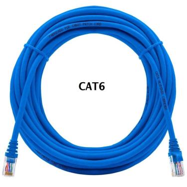 Imagem de Cabo de Rede Cabo Rede Cat6 10m com Rj45 Crimpado Azul Lan Utp 10 Metros Gigabit 100-1000 U-UTP Azul X-Cell