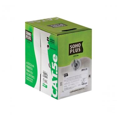 Imagem de Cabo de Rede Lan U Utp Cat.5e 24 Awg 4 Pares Cmx Gigabit Ethernet 100% Cobre 305m Cinza...