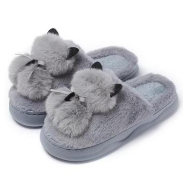 Imagem de Pantufa de Pelúcia Gatinho Adulto ou Infantil Feminina Confortável Inv