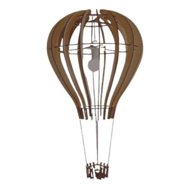 Imagem de Luminária Teto Tipo Pendente Balão Mdf - Completa Cor: Marrom - LENOBR