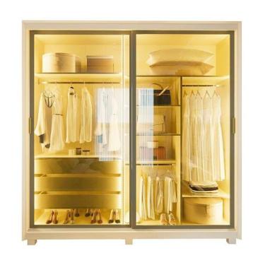 Imagem de Guarda-roupa Casal 2 Portas Reflecta com Pés e Led 100% Mdf Platinum -