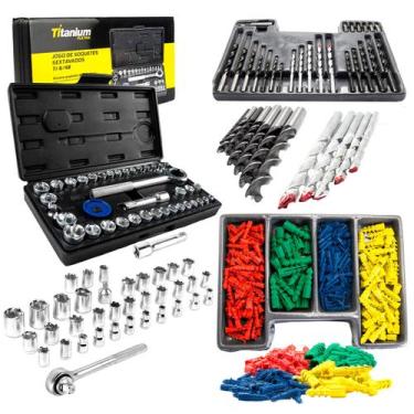 Imagem de Jogo Soquete 40 PÇS + Broca Max Drill 300 PÇS - Titanium Platina