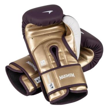 Imagem de Luva Boxe Muay Thai Profissional Cor PRO Roxo e dourado Maximum Pro Séries-Unissex