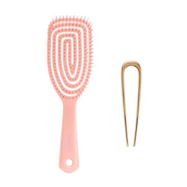 Imagem de Kit Escova Easy Flexi Raquete + Grampo Francês Dourado - ProArt Cor:Ro
