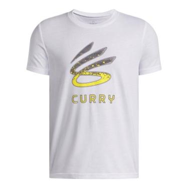 Imagem de Camiseta de Basquete Under Armour Curry Logo Tee, Branco, 12