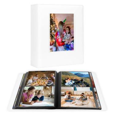 Imagem de Álbum de fotos Aevdor 272 bolsos, capa de couro branco 5x7