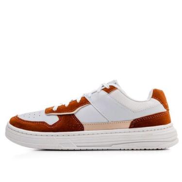 Imagem de Sapatenis Manchester Casual Detalhe Sobreposto, 42, Branco, Caramelo
