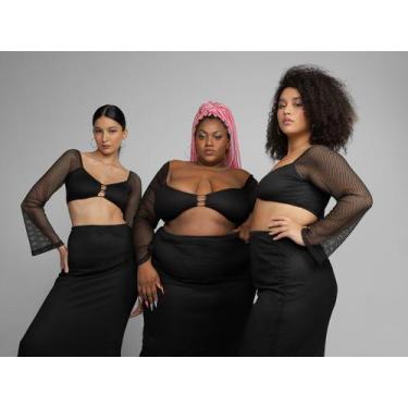 Imagem de Top Vista Magalu x Letticia Munniz Malha Mesh, Preto, G