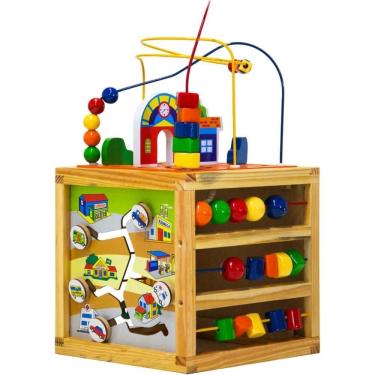 Imagem de Brinquedo Pedagógico Aramado Casinha com 5 Atividades Interativas em Madeira MDF PVC e Arame Carlu Brinquedos