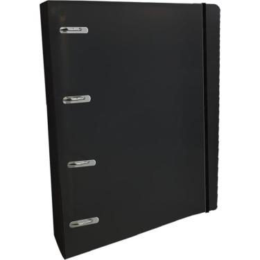 Imagem de Fichário DAC All Black Completo de PVC com Elástico e Argolas Articuladas Preto