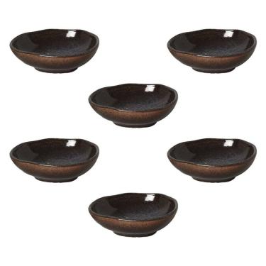 Imagem de Conjunto de Cumbucas Ovais Titanium 265ML 6 Peças em Stoneware Acetinado para Mesa Azul Porto Brasil