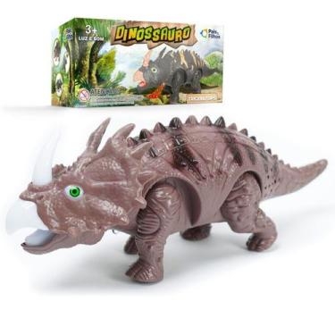 Imagem de Dinossauro Brinquedo Anda Com Som Luz Led Dino Tricerátops - Pais E Fi